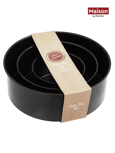 Maison by Premier Black From Scratch Set Of Three Round Cake Tins (B12046) | £30