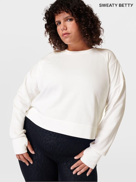 Sweaty Betty Lily White After Class Crop Sweatshirt (B12053) | £45