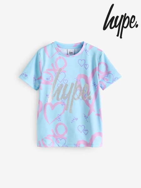 Hype. Girls Blue Heart Xoxo 100% Cotton T-Shirt (B12333) | £20