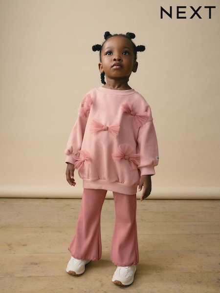 Pink Bow Sweatshirt And Flare Set (3mths-7yrs) (B12431) | £15 - £19