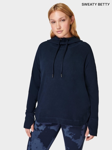 Sweaty Betty Navy Blue Escape Luxe Fleece Hoodie (B12501) | £120