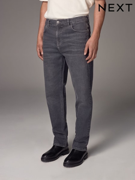 Charcoal Grey Straight Fit Vintage Wash Denim Jeans (B12610) | £30