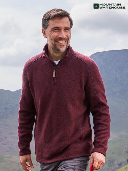 Mountain Warehouse Red Mens Idris Quarter Zip Fleece (B12704) | £40