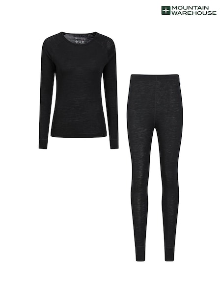 Mountain Warehouse Black Womens Merino Long Sleeve Thermal Top (B12710) | £96