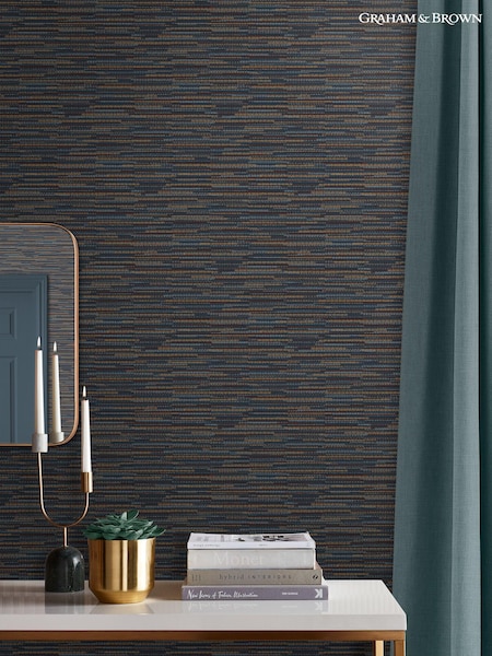 Graham & Brown Blue Empress Grasscloth Wallpaper (B12725) | £1