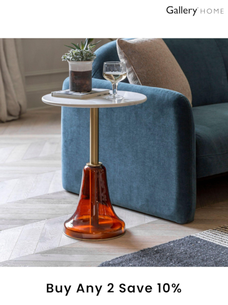 Gallery Home Orange Meknes Glass and Marble Side Table (B12743) | £291