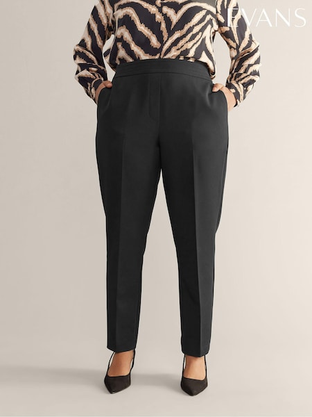 Evans Curve Tapered Black Trousers (B12796) | £39