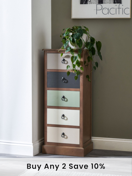Pacific Multi Loft Pine Wood Sage Multicoloured 5 Drawer Unit (B12814) | £180