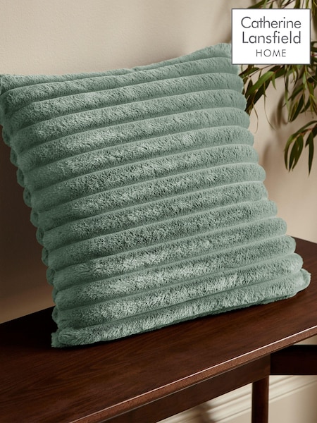 Catherine Lansfield Light Green Catherine Lansfield Soft and Cosy Ribbed Cushion (B14146) | £16