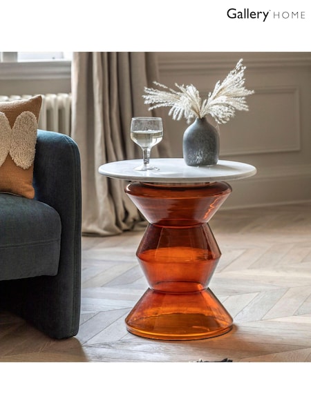 Gallery Home Orange Rabat Glass and Marble Side Minimum Assembly Required Table (B14622) | £300