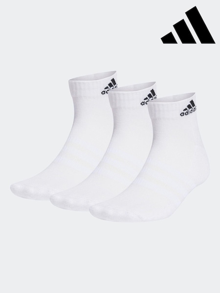 adidas White Chrome Cushioned Sportswear Ankle Socks 3 Pack (B15009) | £10