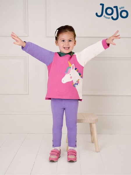 JoJo Maman Bébé Pink Unicorn Applique Novelty Hoodie And Leggings Set (B15040) | £15