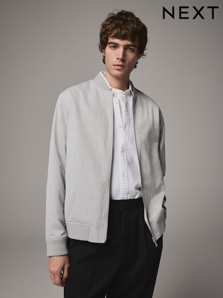 Light Grey Smart Bomber Jacket (B15387) | £49