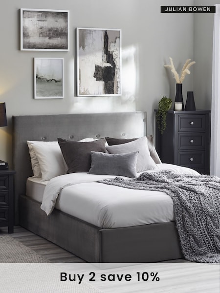 Julian Bowen Slate Grey Shoreditch End Lift Ottoman Storage Bed (B15488) | £370 - £385
