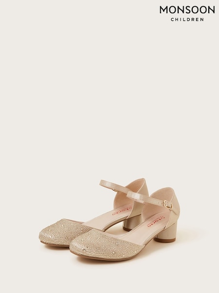Monsoon Gold Diamanté Toe Heels (B15522) | £33 - £35