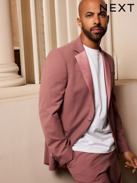 Pink Slim Fit Tuxedo Suit Jacket (B15575) | £79