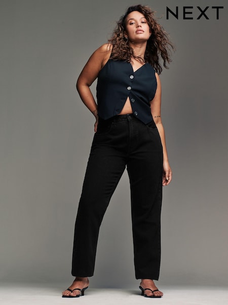 Black Mom Column Hourglass 100% Cotton Jeans (B15978) | £32