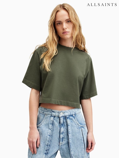 AllSaints Green 100% Cotton Lottie T-Shirt (B15980) | £49