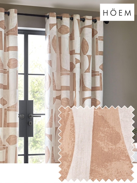 HÖEM Clay Carro Abstract Geometric Eyelet 100% Cotton Curtains (B16283) | £30 - £74