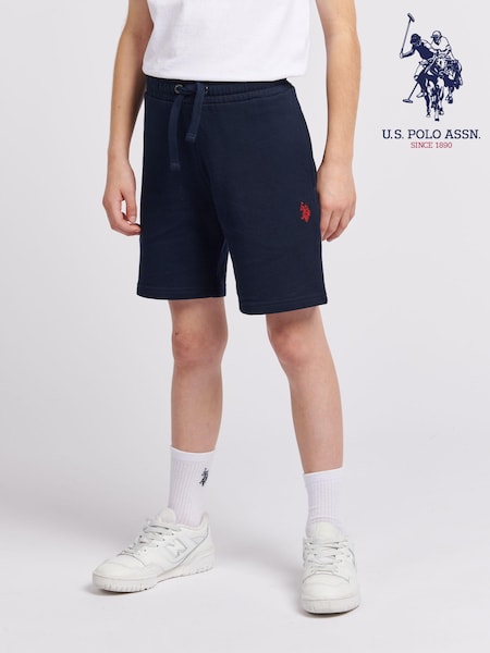 U.S. Polo Assn. Blue Dark Boys 100% Cotton Double Horsemen Sweat Shorts (B16345) | £30 - £36