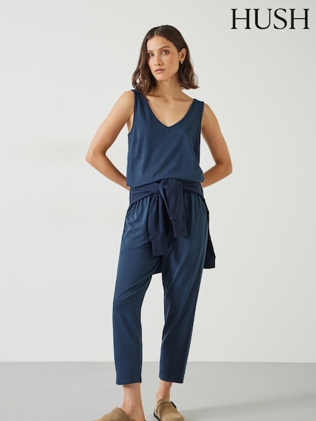 Hush Blue Cropped Jersey Jumpsuit (B16408) | £75