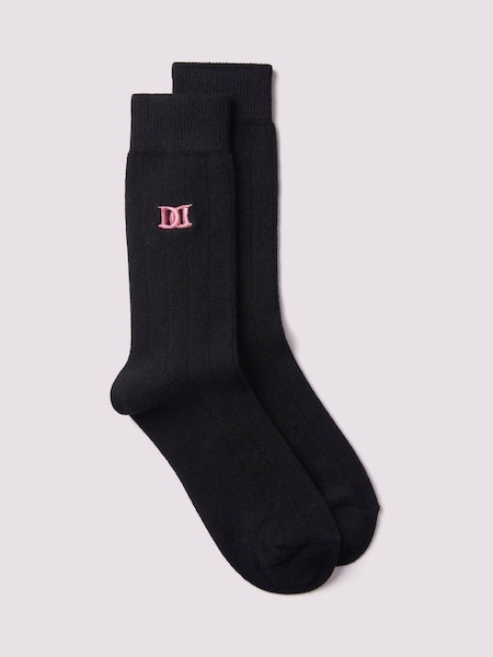 Duchamp Black Mens Chunky Cashmere Mix Rib Socks (B16447) | £30
