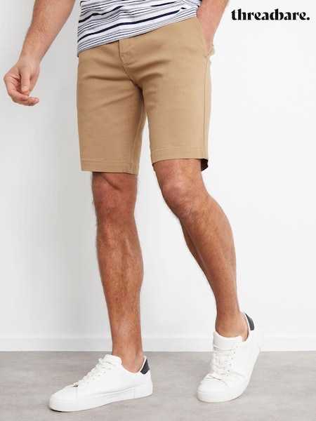 Threadbare Stone Slim Fit Cotton Chino Shorts With Stretch (B16454) | £22