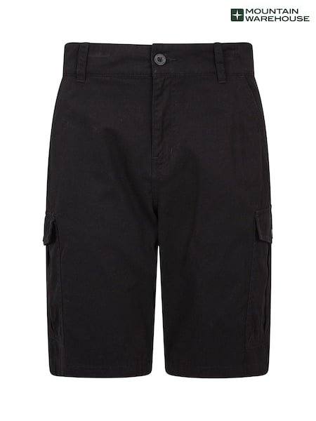 Mountain Warehouse Black Mens Lakeside 100% Cotton Cargo Shorts (B16592) | £26