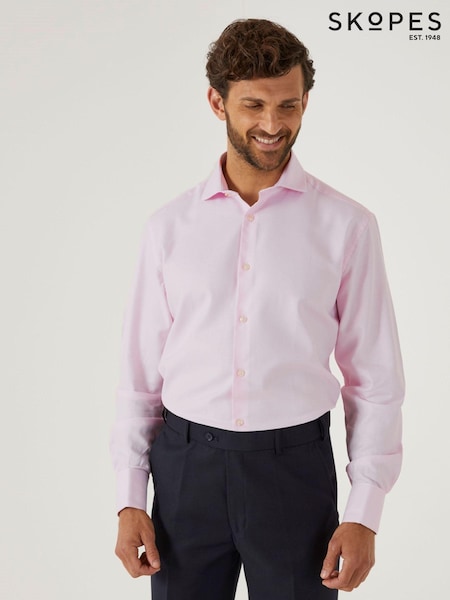 Skopes Pink 100% Cotton Double Cuff Dobby Shirt (B16601) | £49