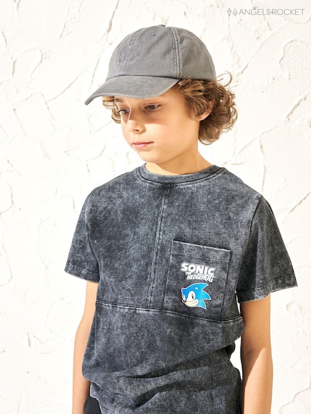 Angel & Rocket Black 100% Cotton Sonic Seam Detail Printed T-Shirt (B16603) | £19 - £21