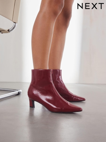 Red Patent Forever Comfort® Chisel Toe Ankle Boots (B16658) | £45