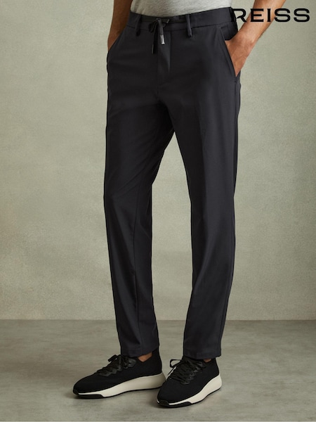 Reiss Navy Split Technical Drawstring Trousers (B16680) | £128