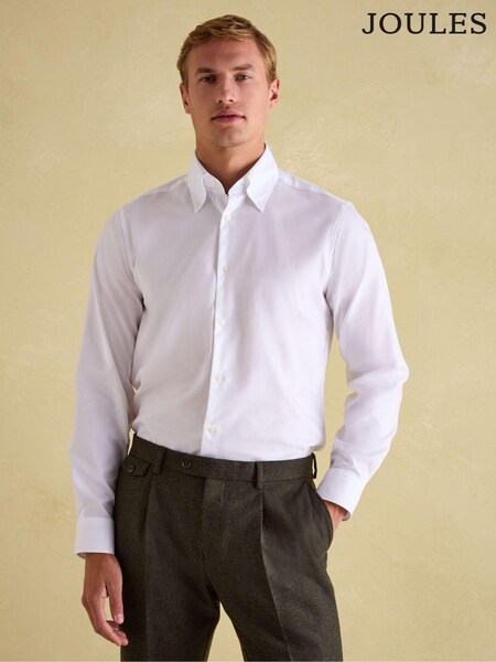 Joules Oxford Twill Shirt White Regular Fit Single Cuff (B16786) | £49