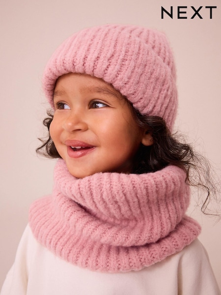 Blush Pink Chunky Rib Beanie Hat (1-16yrs) (B16848) | £4.50 - £8.50