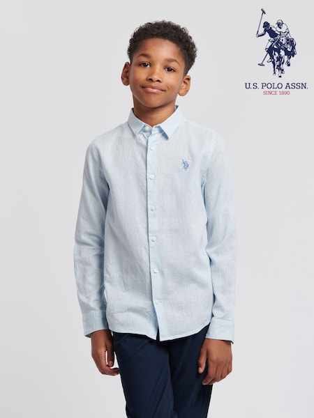 U.S. Polo Assn. Blue Linen Blend Boys Shirt (B17043) | £35 - £42