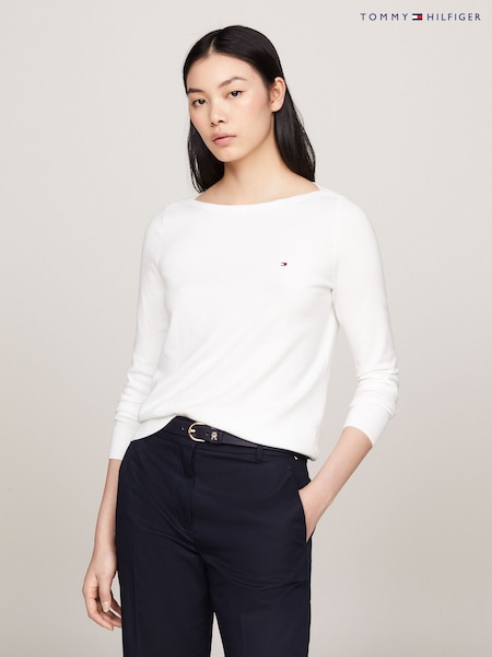 Tommy Hilfiger White Jersey Stitch T-Shirt (B17093) | £100