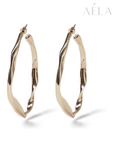 Aela Oversized Gold Tone Twist Hoops (B17223) | £12.50