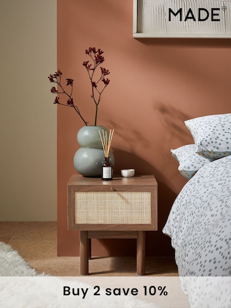 MADE.COM Dark Oak Effect Pavia Rattan Bedside Table (B17448) | £199