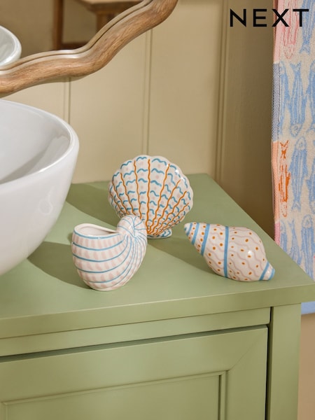 Set of 3 Multi Pattern Shell Ornaments (B20514) | £16