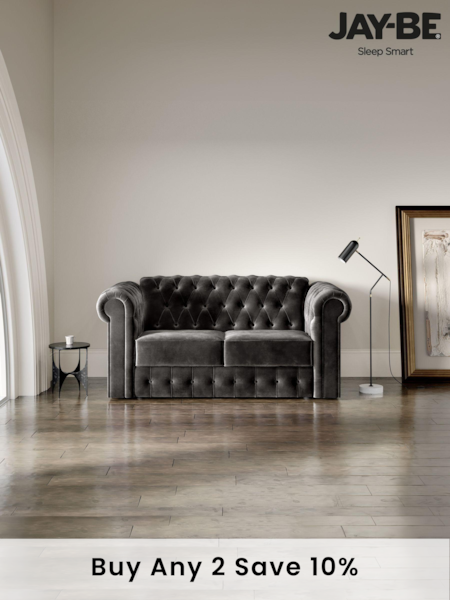Jay-Be Luxe Velvet Steel Grey Chesterfield 2 Seater Sofa Bed (B20663) | £3,095