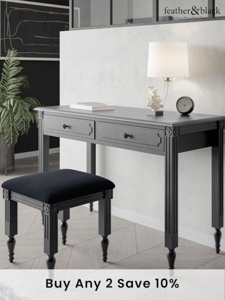 Feather & Black Black Casterton Wooden Dressing Table and Stool (B20789) | £500