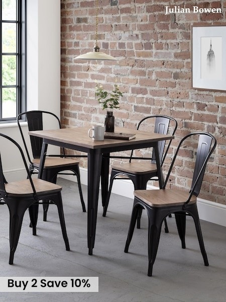 Julian Bowen Mocha Elm Black Grafton Metal Chairs Set Of 4 (B20818) | £245
