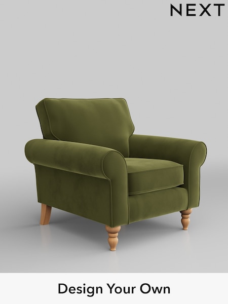 Plush Velvet Easy Clean/Mid Olive Green Mallory (B20903) | £625