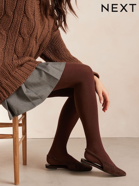 Chocolate Brown Plain Thermal 100D Tights (B20952) | £12.50