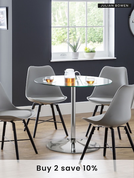 Julian Bowen Kudos Chrome & Glass Pedestal Table (B21139) | £180