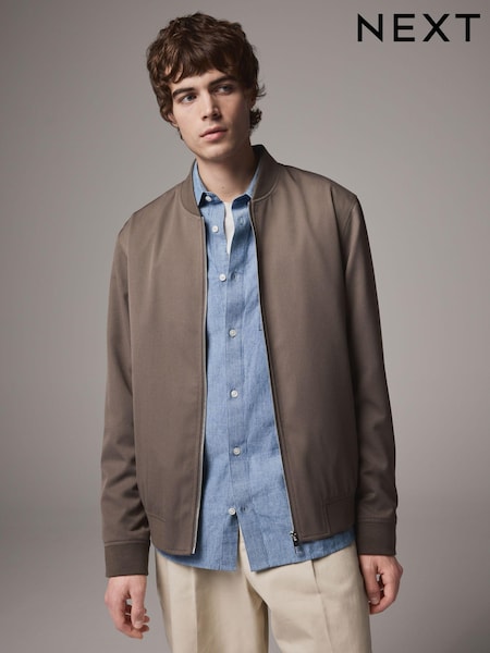Taupe Smart Bomber Jacket (B21188) | £49