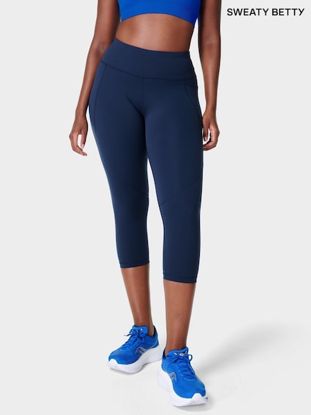 Sweaty Betty Navy Blue Power Cropped Workout Leggings (B21445) | £78