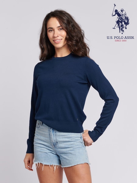 U.S. Polo Assn. Dark Blue Regular Fit Womens Crew Neck Jumper (B21446) | £60