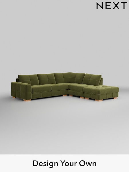 Plush Velvet Easy Clean/Mid Olive Green Brooke Deep Sit (B21457) | £2,825