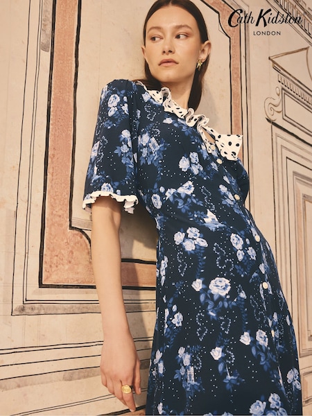 Cath Kidston Blue Dilly Dolly Button Down Dress (B21759) | £120